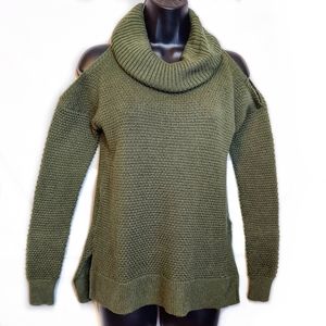 Hollister Cowl Neck Cold Shoulder Sweater Green XS